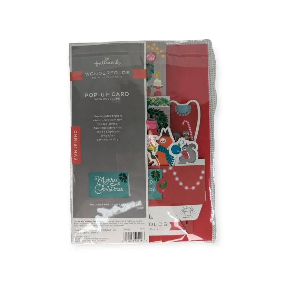 NWT Hallmark Wonderfolds Pop Up Merry Christmas Musical Card